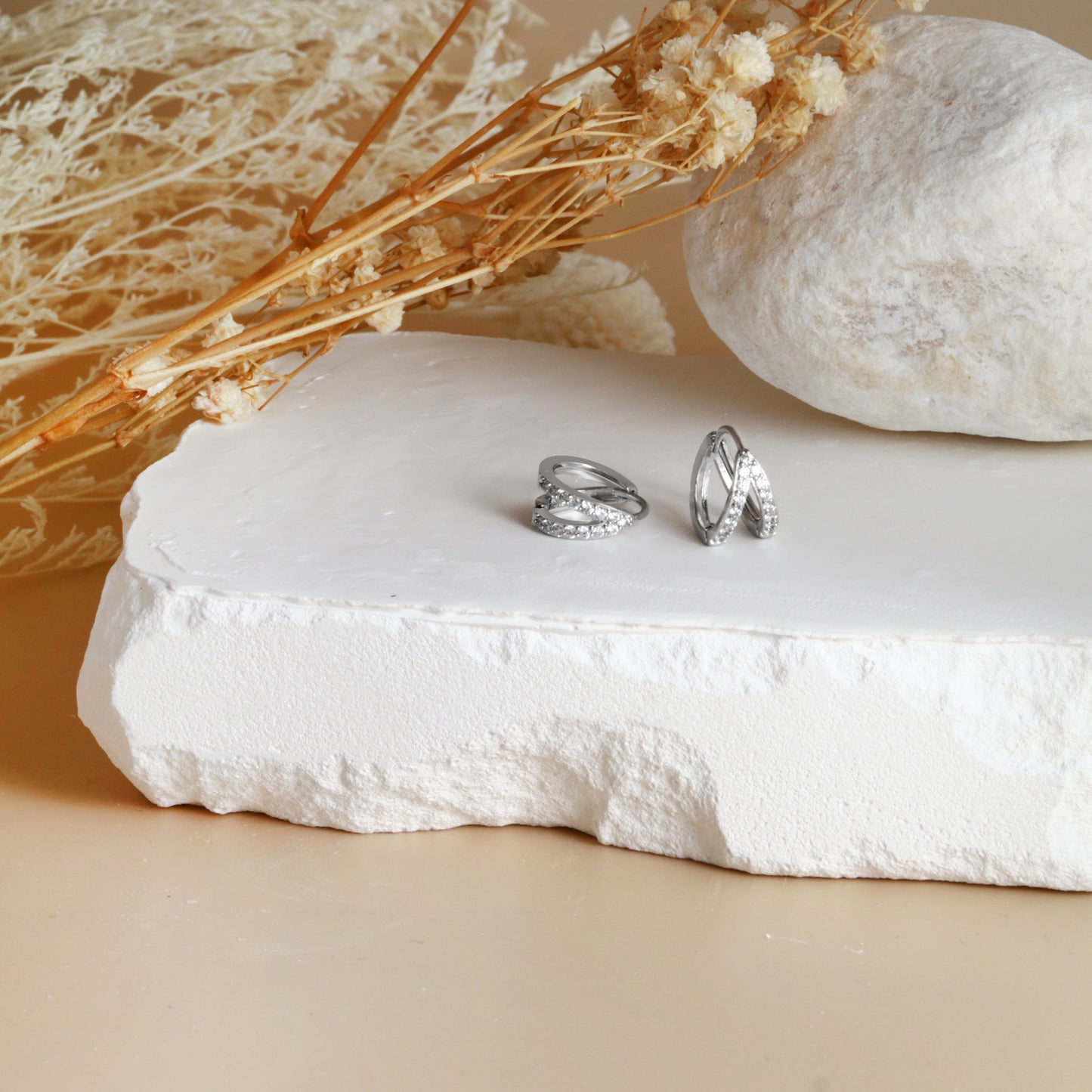 Double Hoop Split Huggie Earrings Gift for Her