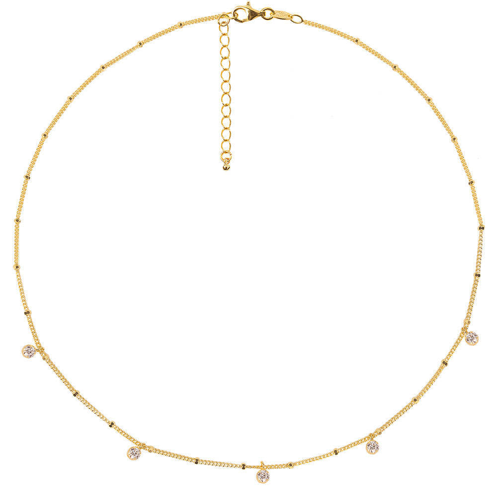 Stellite Diamond Station Necklace Gift for Her