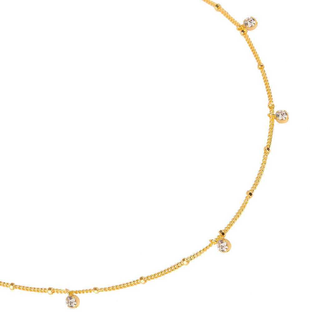 Stellite Diamond Station Necklace Gift for Her