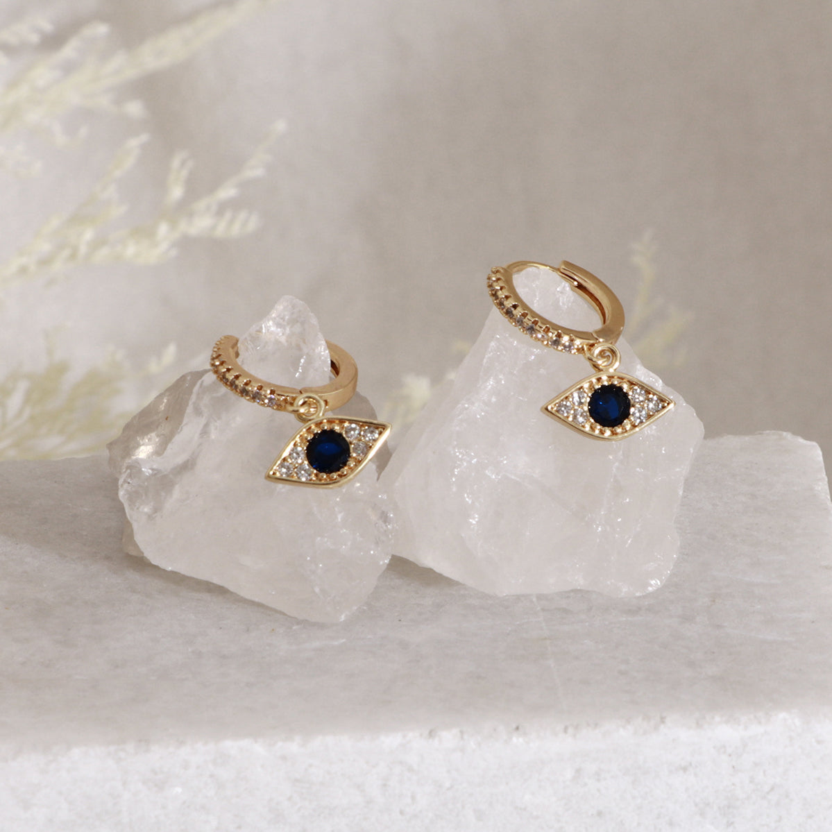 Evil Eyes Dangle Huggie Earrings Gift for Her