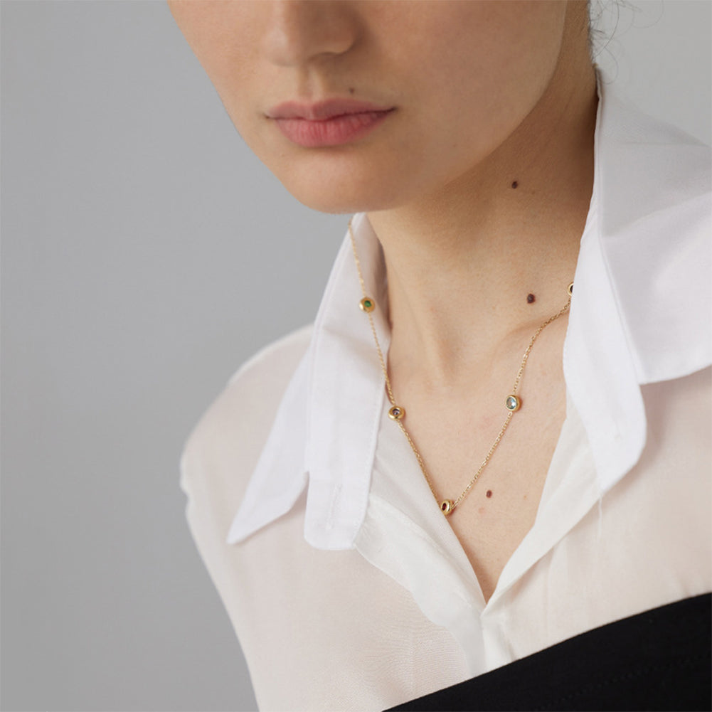 Diamond Station Necklace Gift for Her