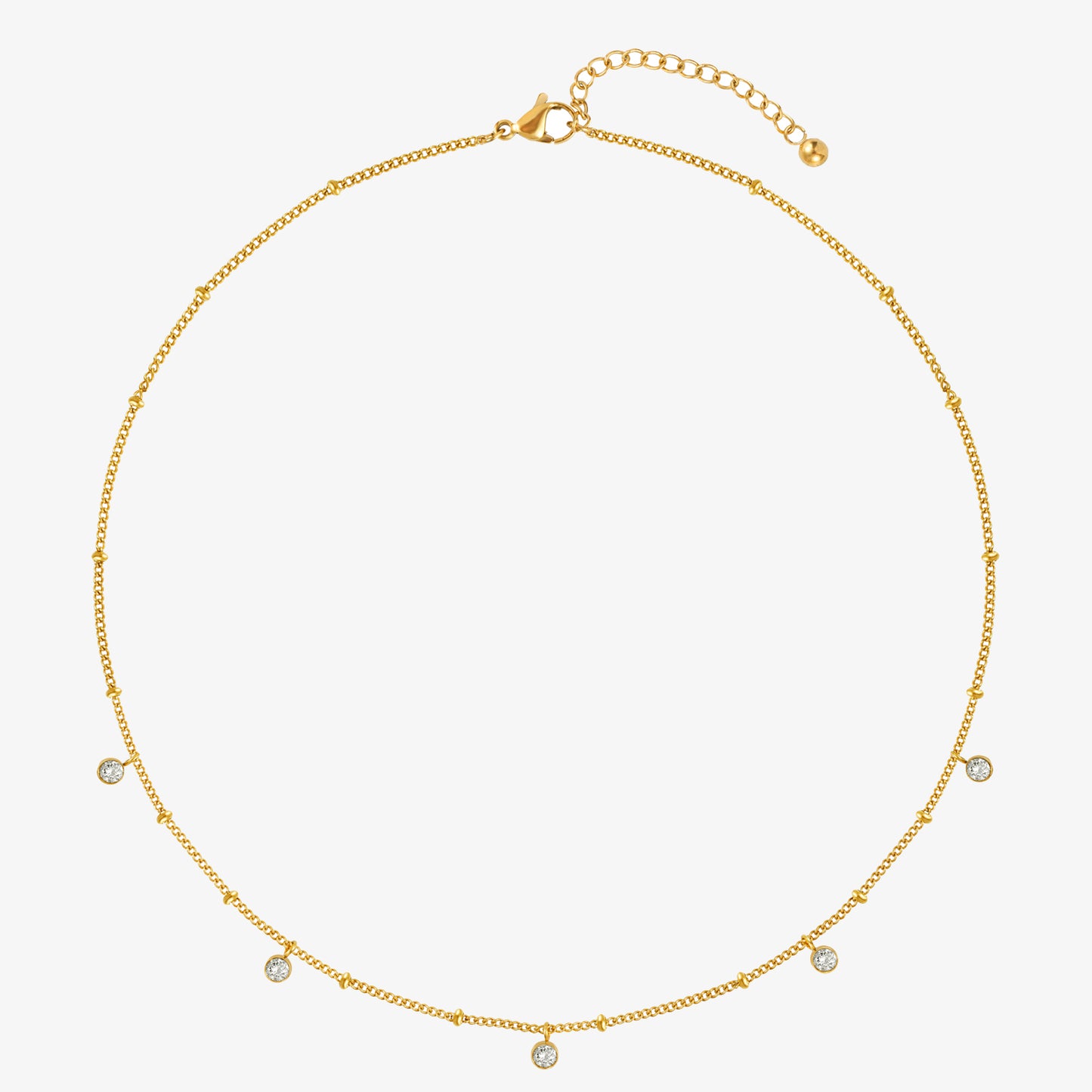 Stellite Diamond Station Necklace Gift for Her