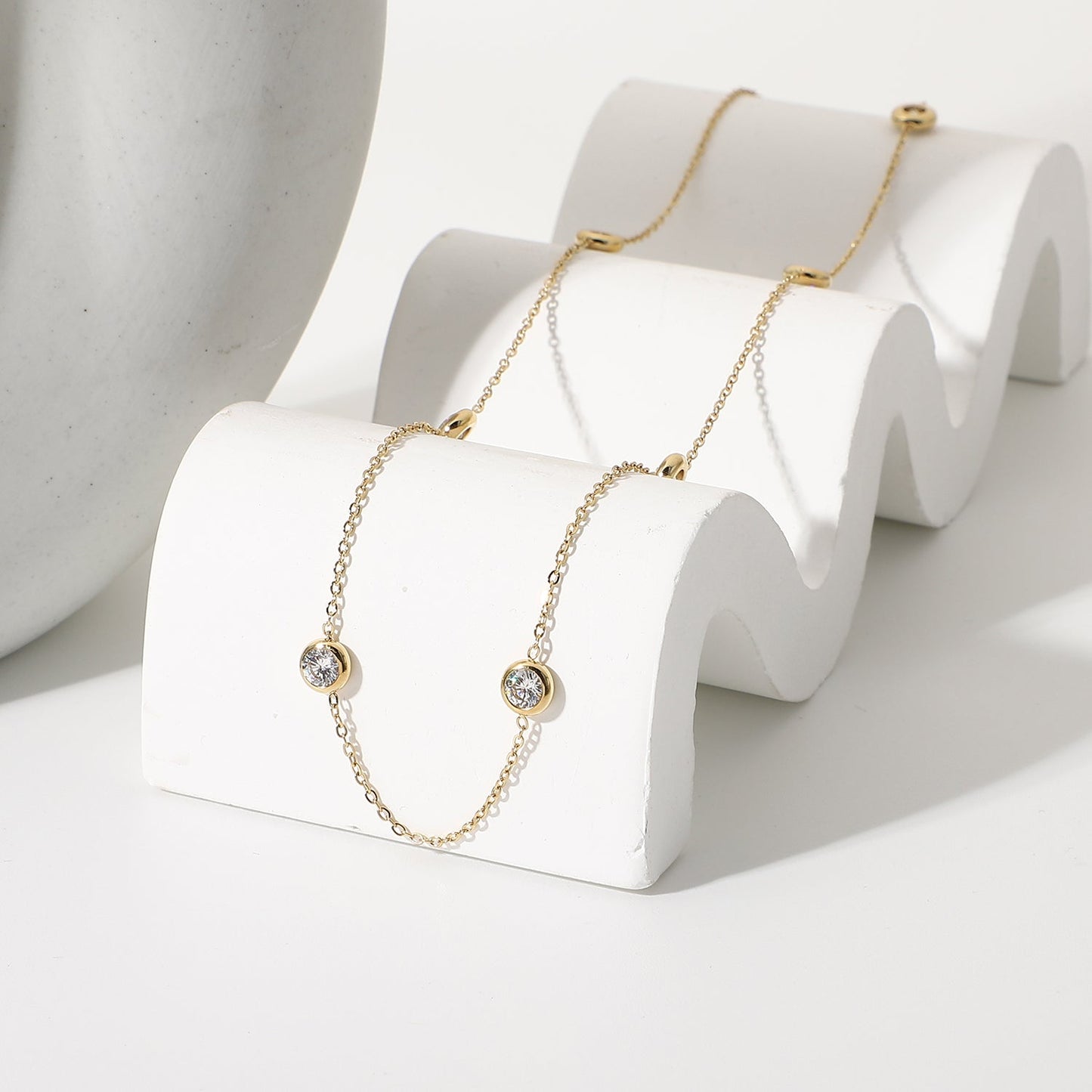 Diamond Station Necklace Gift for Her