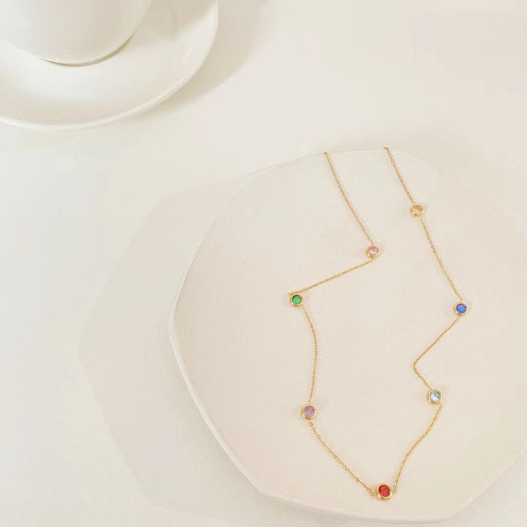 Diamond Station Necklace Gift for Her