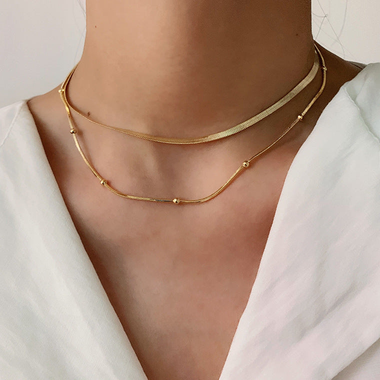 Double Layered Herringbone Necklace Gift for Her