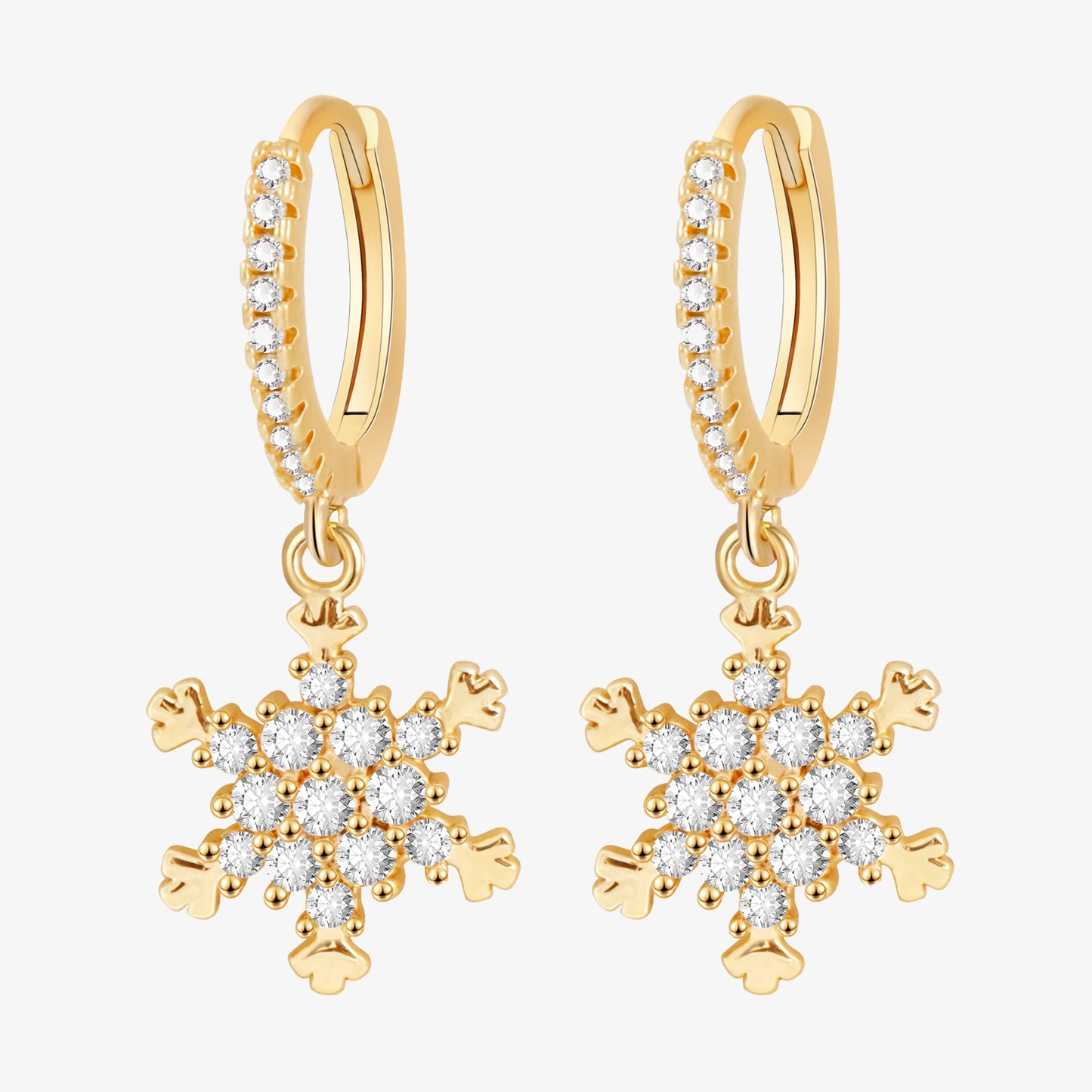 Snowflake Dangle Huggie Earrings Gift for Her