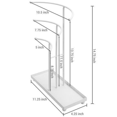 White Metal Curved T-Bar Jewelry Display with Ring Tray