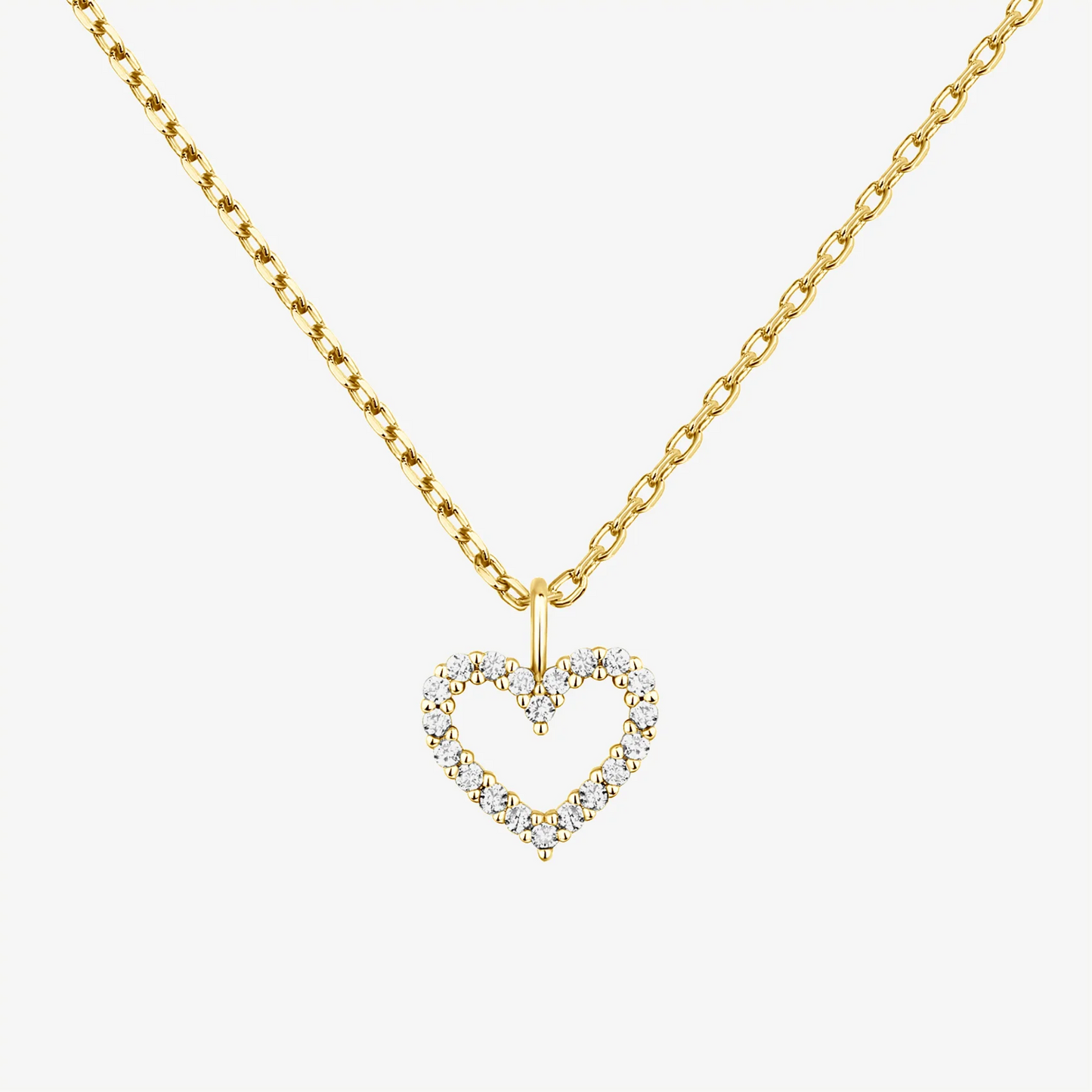 Gold Open Heart Necklace Gift for Her