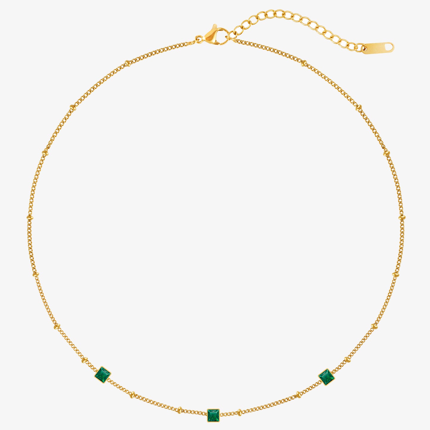 Emerald Stellite Station Necklace Gift for Her