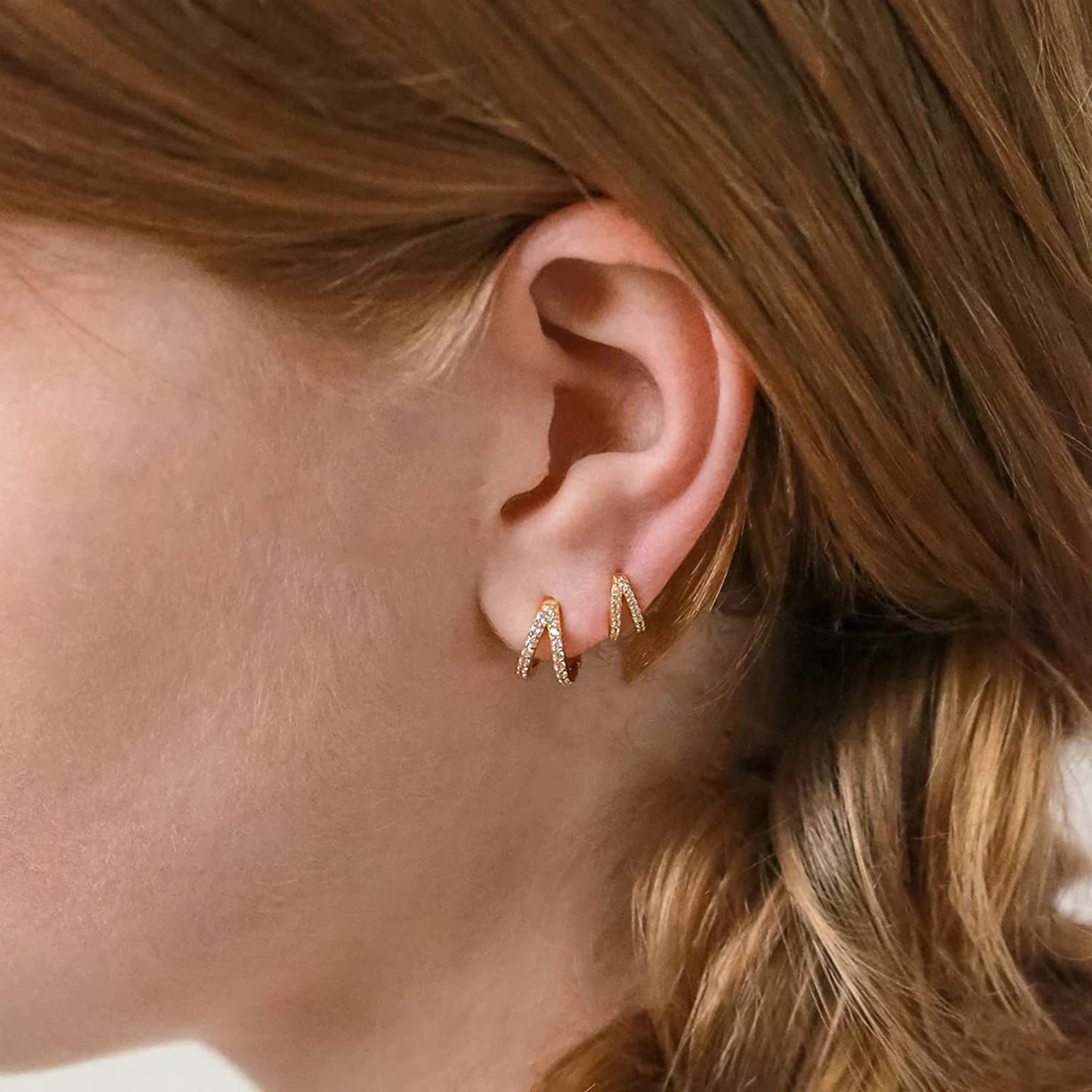 Double Hoop Split Huggie Earrings Gift for Her