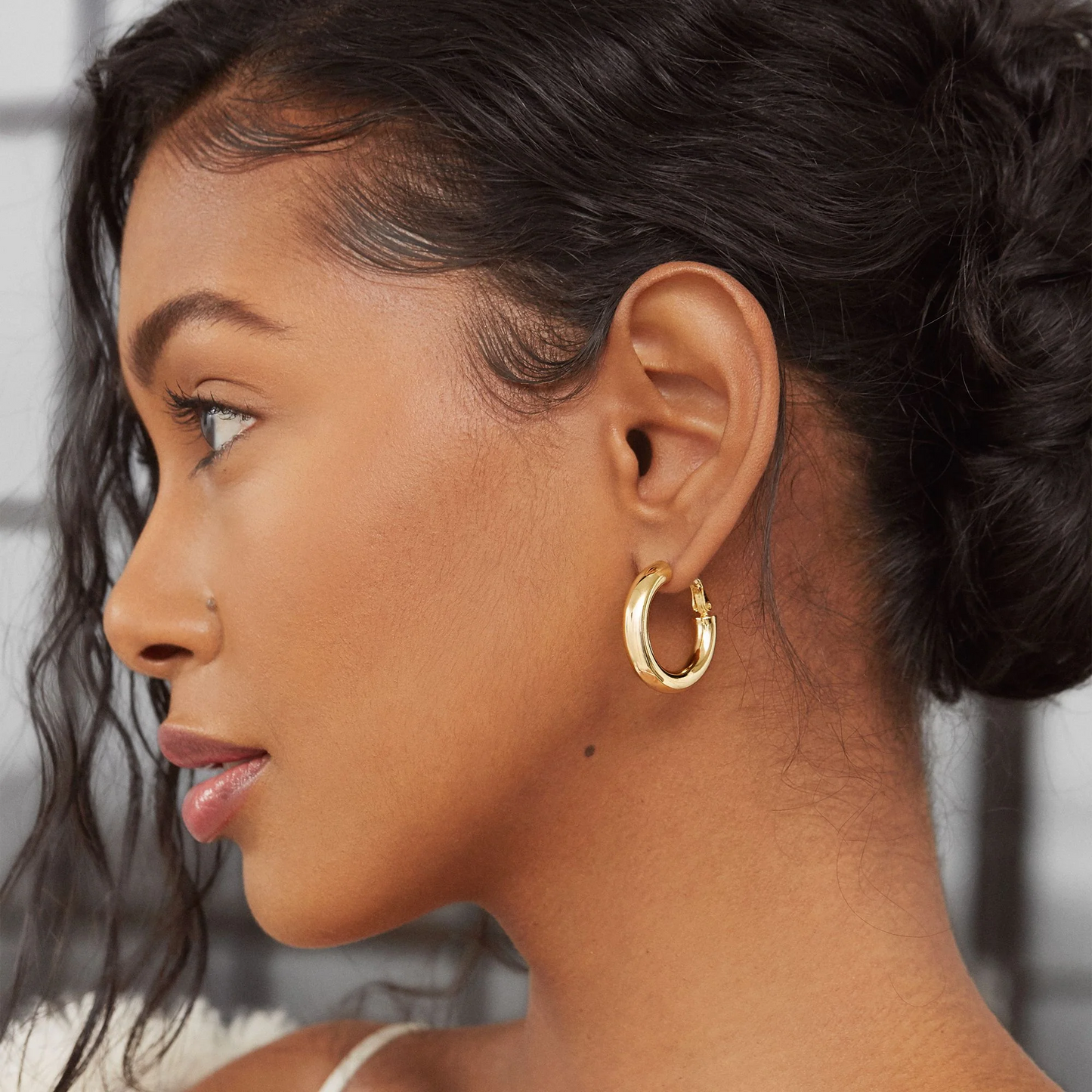 Clasp Back Chunky Hoop Earrings Gift for Her