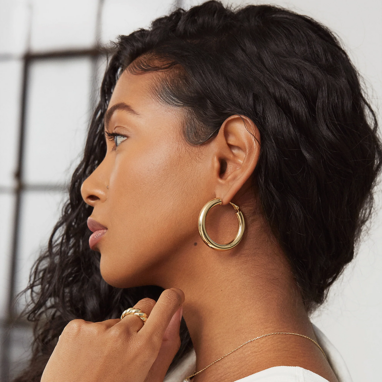 Clasp Back Chunky Hoop Earrings Gift for Her